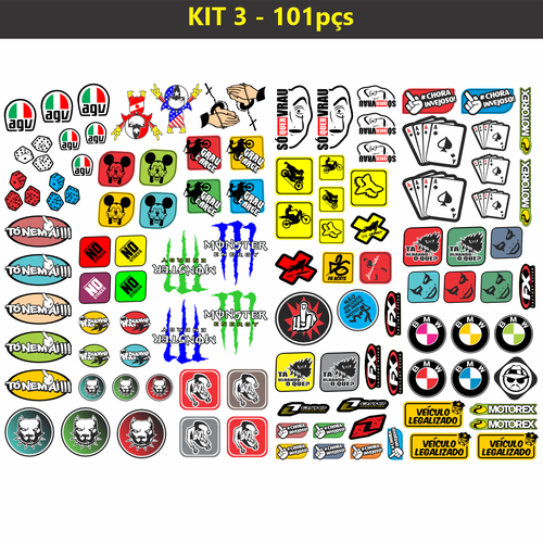 Kit Stikers Moto/ Carros 101pcs - CEMPORCEMTOFIXO
