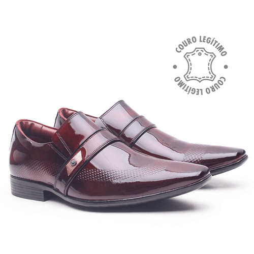 Sapato Social em Couro Verniz Detroid Dark Red - 1... - ELITEDOSPES