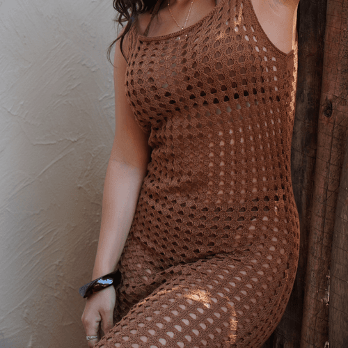 Saída vestido longo franja