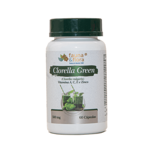 Clorella Green Vitaminas A C E Zinco 500mg 60 Caps - Fauna e Flora l Sua Loja Online de Produtos Naturais