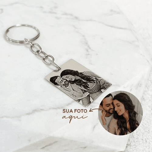 Chaveiro Quadrado Personalizado Aço Inoxidável - IAIÁ Semijoias