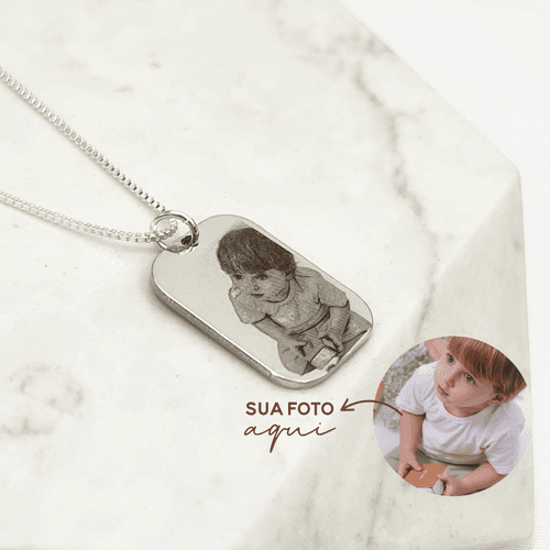 Colar Medalha Quadrada Personalizada Aço Inoxidáve... - IAIÁ Semijoias