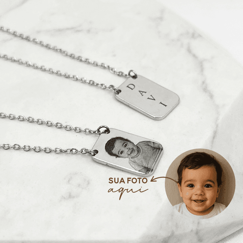 Colar Escapulário Personalizado Aço Inoxidável - IAIÁ Semijoias