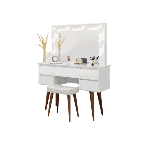 Penteadeira Patrimar Camarim Strass com Banqueta Branco