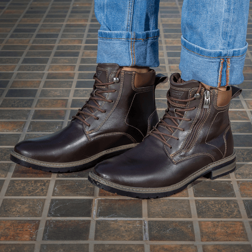 Bota casual em couro Dante Café - Dante Café - LEEFOOT