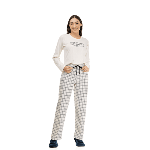PIJAMA LONGO COM SIILK ALGODÃO OFF-WHITE - OFF-WHI... - Loik