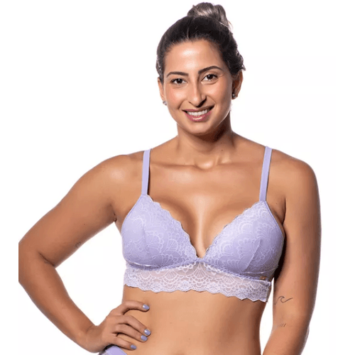 SUTIÃ SEM ARO COM BOJO EM RENDA - LILAS - 0535-LIL... - Loik