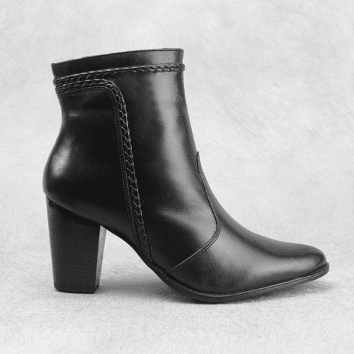 Bota Feminina Modelo Cano Curto Couro Legítimo Pre... - Loja Miuzzi
