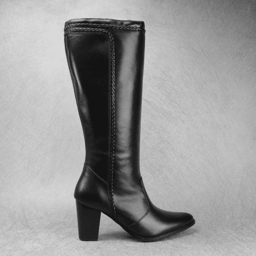 Bota Feminina Cano Alto Bico Fino com Salto Bloco ... - Loja Miuzzi