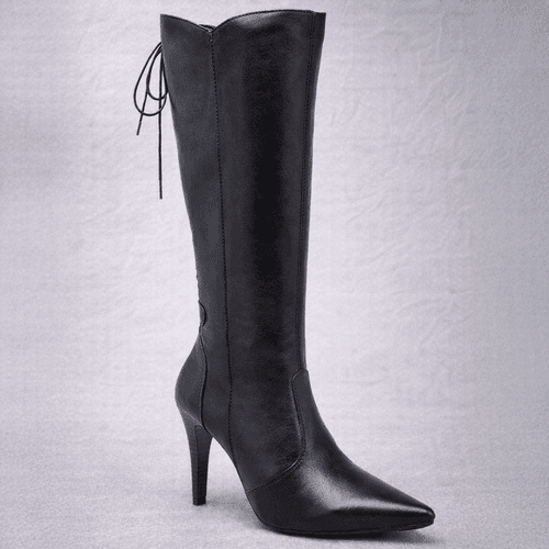 Bota Feminina Social Cano Alto Bico Fino Couro Leg... - Loja Miuzzi