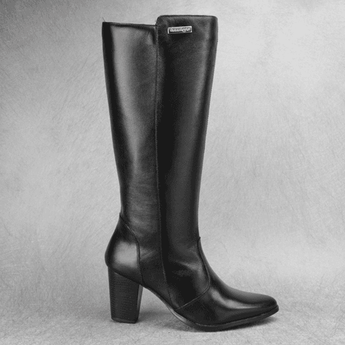 Bota Feminina Em Couro Legítimo Cano Longo Salto B... - Loja Miuzzi