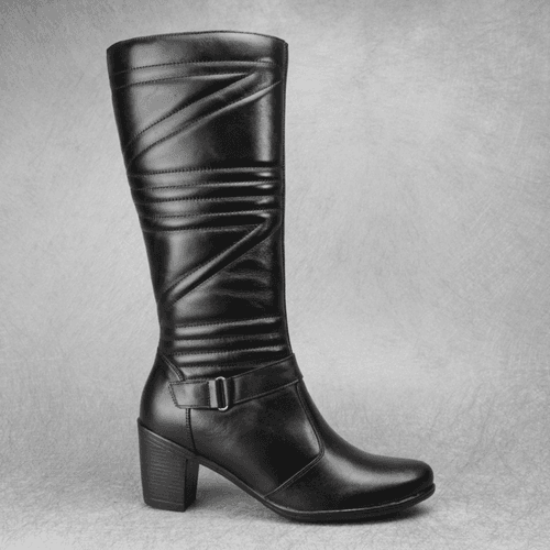 Bota Feminina Cano Alto Couro Legitimo Salto Alto - Loja Miuzzi