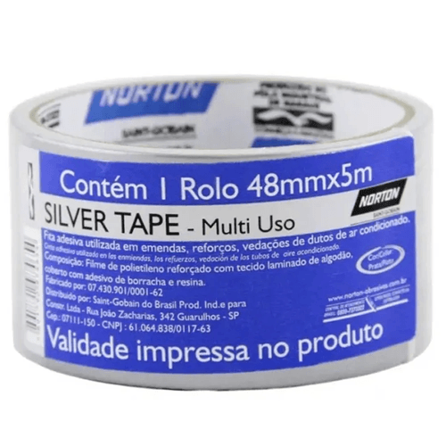 Fita SIlver Tape 48MMX5M Prata 66623386814 Norton - Mabore