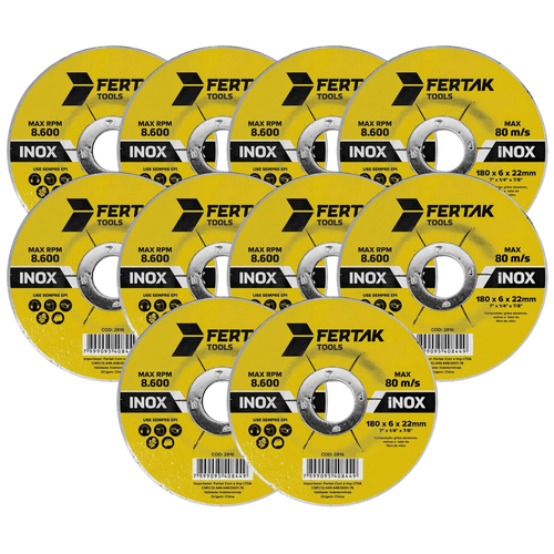 Kit 10 Discos de Desbaste 180x6,0x22,22 2816 Fertak - Mabore