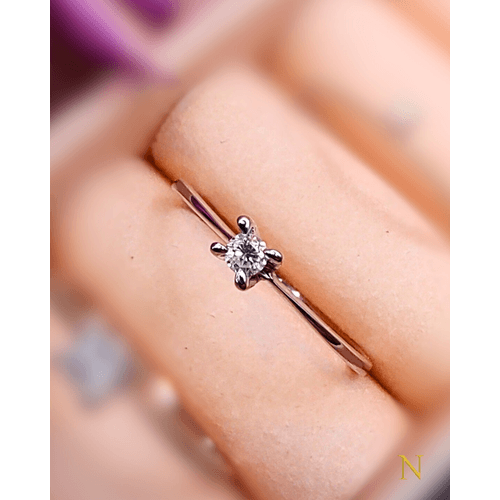 Anel Solitário em Ouro Branco 18k - NORTHOFF - Sonhos em Ouro 18k!