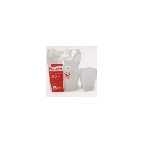 Pote Quadrado Com Tampa 250ml c/20 - Padrao PFT