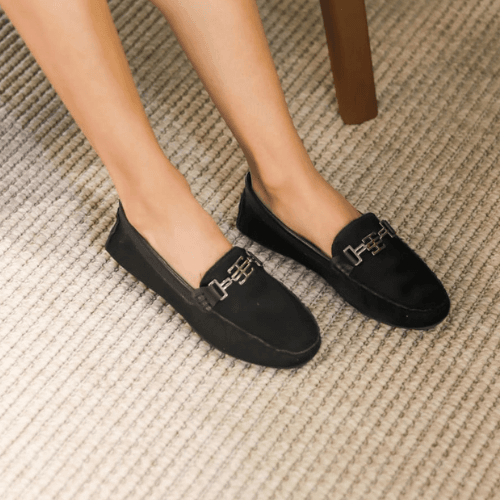 Mocassim Cecília Preto em Couro - Rafaela Salomão