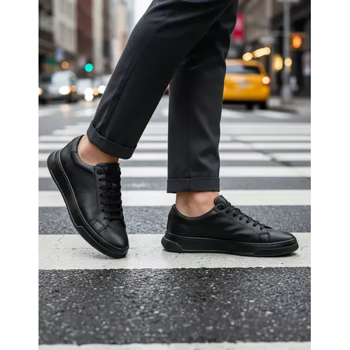 Tênis Masculino Casual Couro Legítimo Rio Allblack... - ROTA SHOES