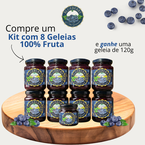 8x Geleia 100% Fruta - 250g + Brinde Geleia 120g - Sitio Germinare 