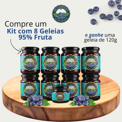 8x Geleia 95% Fruta - 250g + Brinde Geleia 120g - Sitio Germinare 