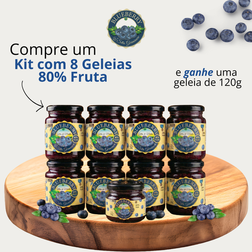 8x Geleia 80% fruta - 250g + Brinde Geleia 120g - Sitio Germinare 