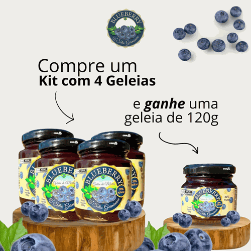 4x Geleia 80% Fruta - 250g + Brinde Geleia 120g - Sitio Germinare 