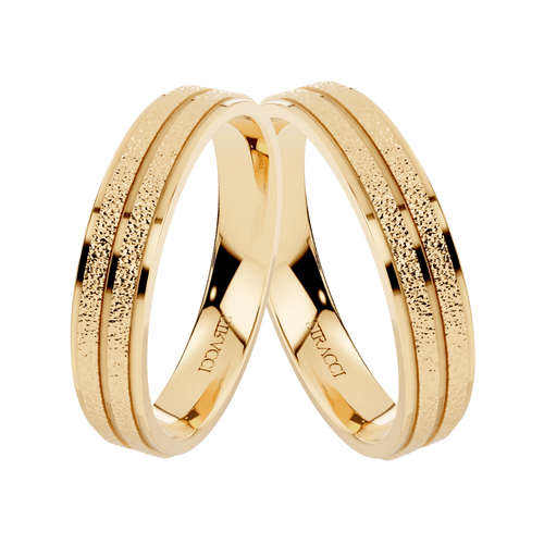Par de Alianças Stelle em Ouro Amarelo 18k - 4,5mm... - Stracci