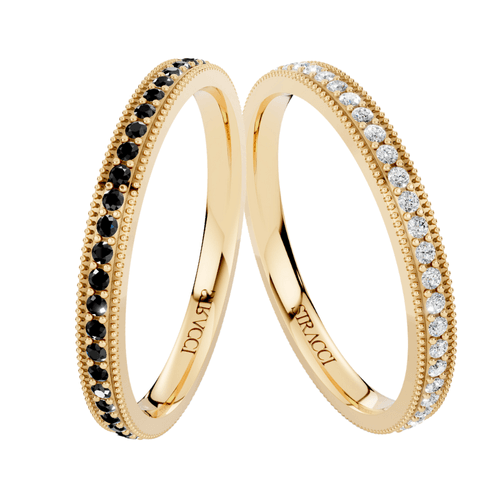 Par de Alianças Galiano em Ouro Amarelo com Diaman... - Stracci