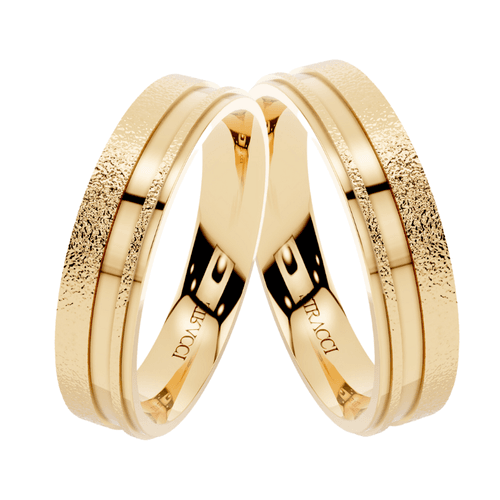 Par de Alianças Dominica em Ouro Amarelo 18k - 4mm... - Stracci