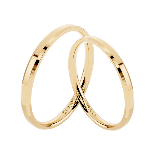Par de Alianças Chanfrada em Ouro Amarelo 18k - 2m... - Stracci