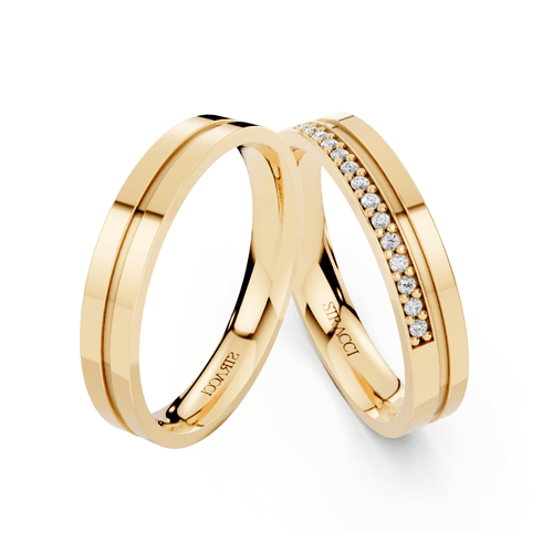 Par de Alianças Fiore em Ouro Amarelo 18k - 4mm - ... - Stracci