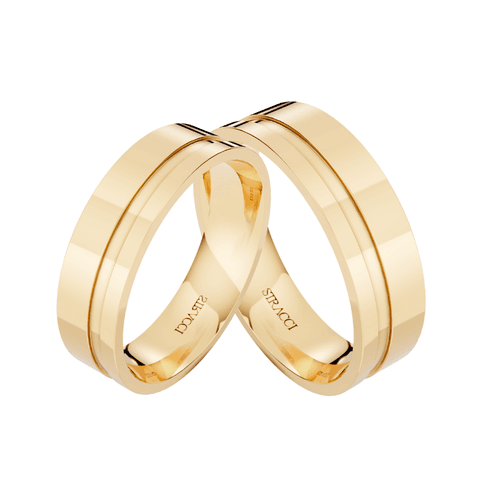 Par de Alianças Aurora em Ouro Amarelo 18K - 7mm -... - Stracci