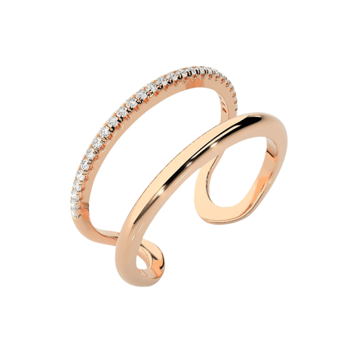 Anel Doppio em Ouro Rosé 18k com Diamantes - ADPPR... - Stracci