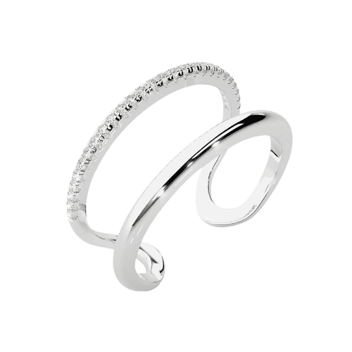 Anel Doppio em Ouro Branco 18k com Diamantes - ADP... - Stracci