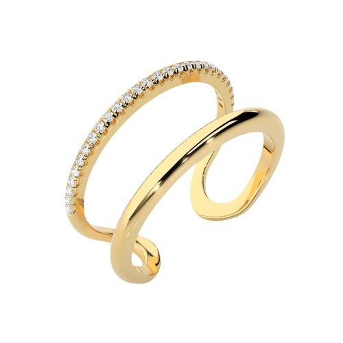 Anel Doppio em Ouro Amarelo 18k com Diamantes - AD... - Stracci