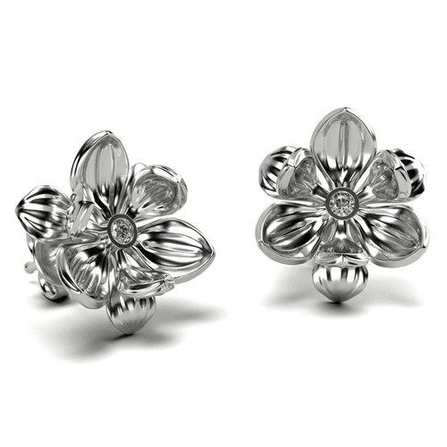 Brinco Magnólia em Ouro Branco 18k com Diamante - ... - Stracci