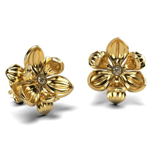 Brinco Magnólia em Ouro Amarelo 18k com Diamante -... - Stracci