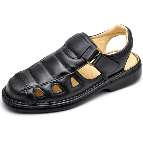 Sandália Masculina Ortopédica Anatomica de Couro P... - Top Franca Shoes | Calçados Confortáveis em Couro