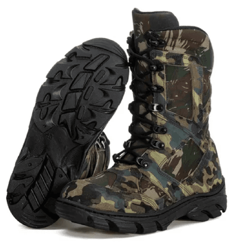 BOTA COTURNO CANO MÉDIO PARA CAÇA E PESCA CAMUFLAD... - Top Franca Shoes | Calçados confortáveis em Couro