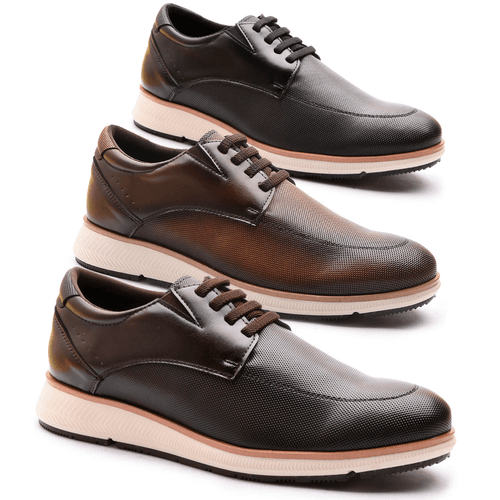 Kit 3 pares Sapatênis Masculino Franshoes Taurus Capuccino Preto e Café