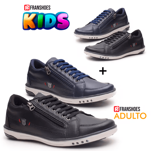 Kit de Pai para Filho Franshoes - Preto e Azul - FRANSHOES