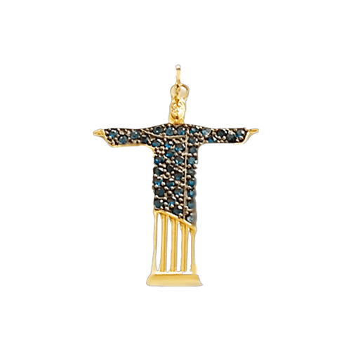 Pingente Crucifixo em Ouro 18k Com Safiras - NORTHOFF - Sonhos em Ouro 18k!