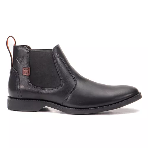 Botina em Couro Masculina Cromo Preto Acetinado Ha... - AGRESSIVO