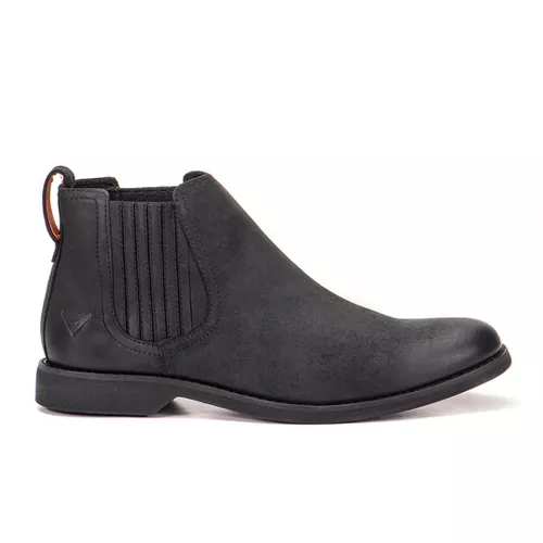 Botina em Couro Masculina Crazy Horse Preto - 5010... - AGRESSIVO
