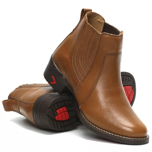 Botina Texana Masculina Lisa Castor Couro Art Nobre - 2025 - ART NOBRE CALÇADOS ONLINE