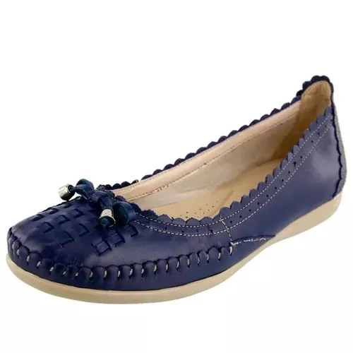 Sapatilha Feminina Azul de Couro - Ref. 1937 - ART NOBRE CALÇADOS ONLINE