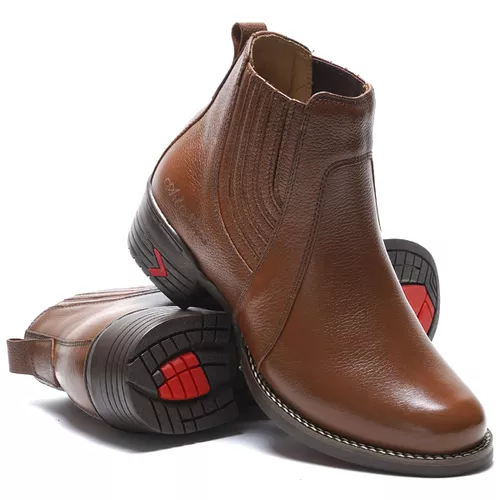 Botina Texana Masculina Lisa Pinhão Couro Art Nobre - 2025 - ART NOBRE CALÇADOS ONLINE