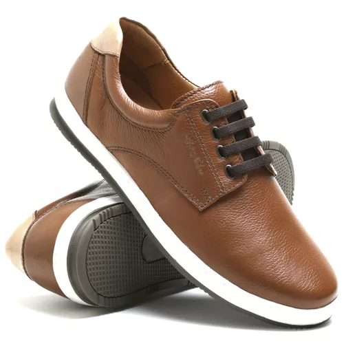 Sapatênis Casual 100% Couro Masculino Whisky - Ref. 3115 - ART NOBRE CALÇADOS ONLINE