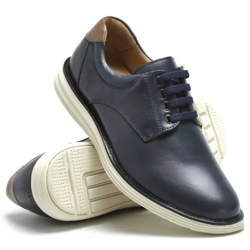 Sapato Casual Masculino Marinho 100% Couro - Ref. 3205 - ART NOBRE CALÇADOS ONLINE