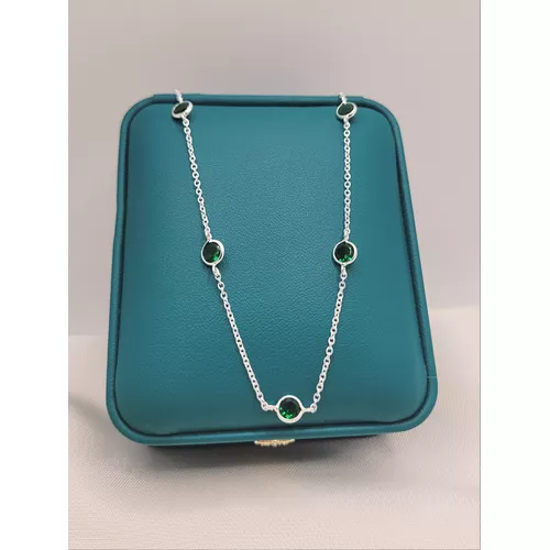 Colar Choker Em Prata 925 Com Zircônias Verdes - 9... - A S JOIAS E SEMIJOIAS